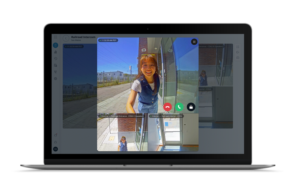 An intercom call answered on a laptop in Command