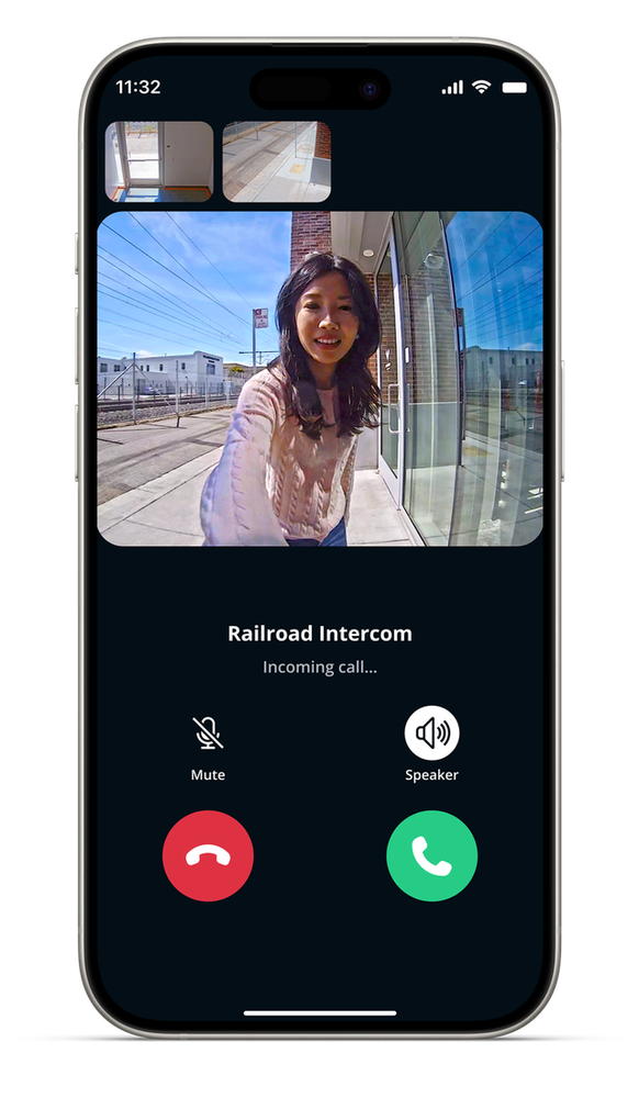 An intercom call answered on a phone