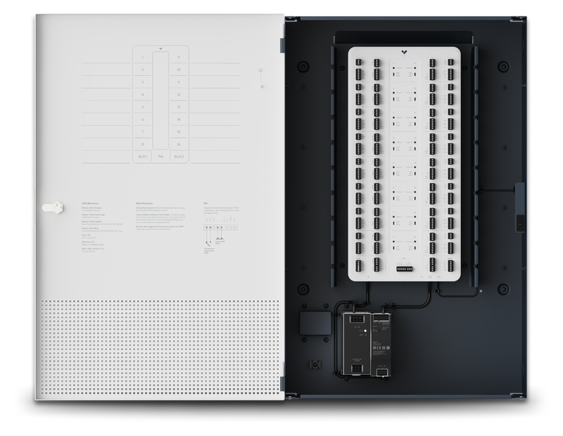 The Verkada AC62 sixteen-door controller, cabinet open