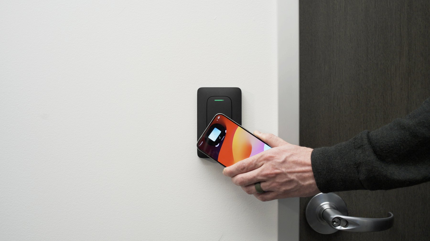 Entry by phone at a Verkada door reader